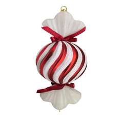 15.7 Inch Red and White Candy Ornament for Christmas Tree, Plastic Candy Hanging Decoration, Holiday Tree Hanging Ornament