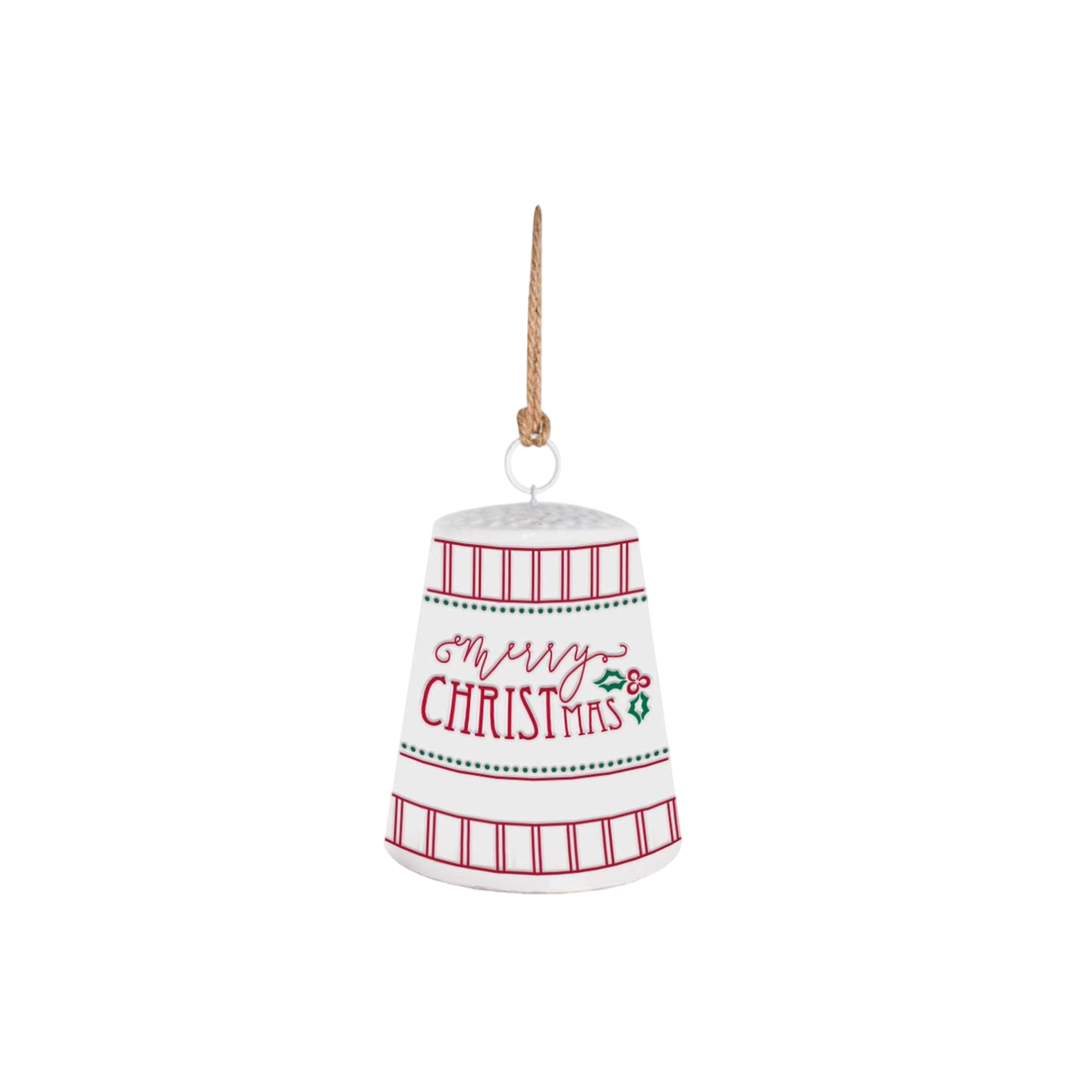 10 inch Red & White Plastic Bell Ornament with ‘Merry Christmas’ – Plastic Bell Christmas Tree Decoration, Festive Holiday Hanging Ornament, Christmas Tree Hanging Decoration