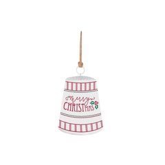 10 inch Red & White Plastic Bell Ornament with ‘Merry Christmas’ – Plastic Bell Christmas Tree Decoration, Festive Holiday Hanging Ornament, Christmas Tree Hanging Decoration