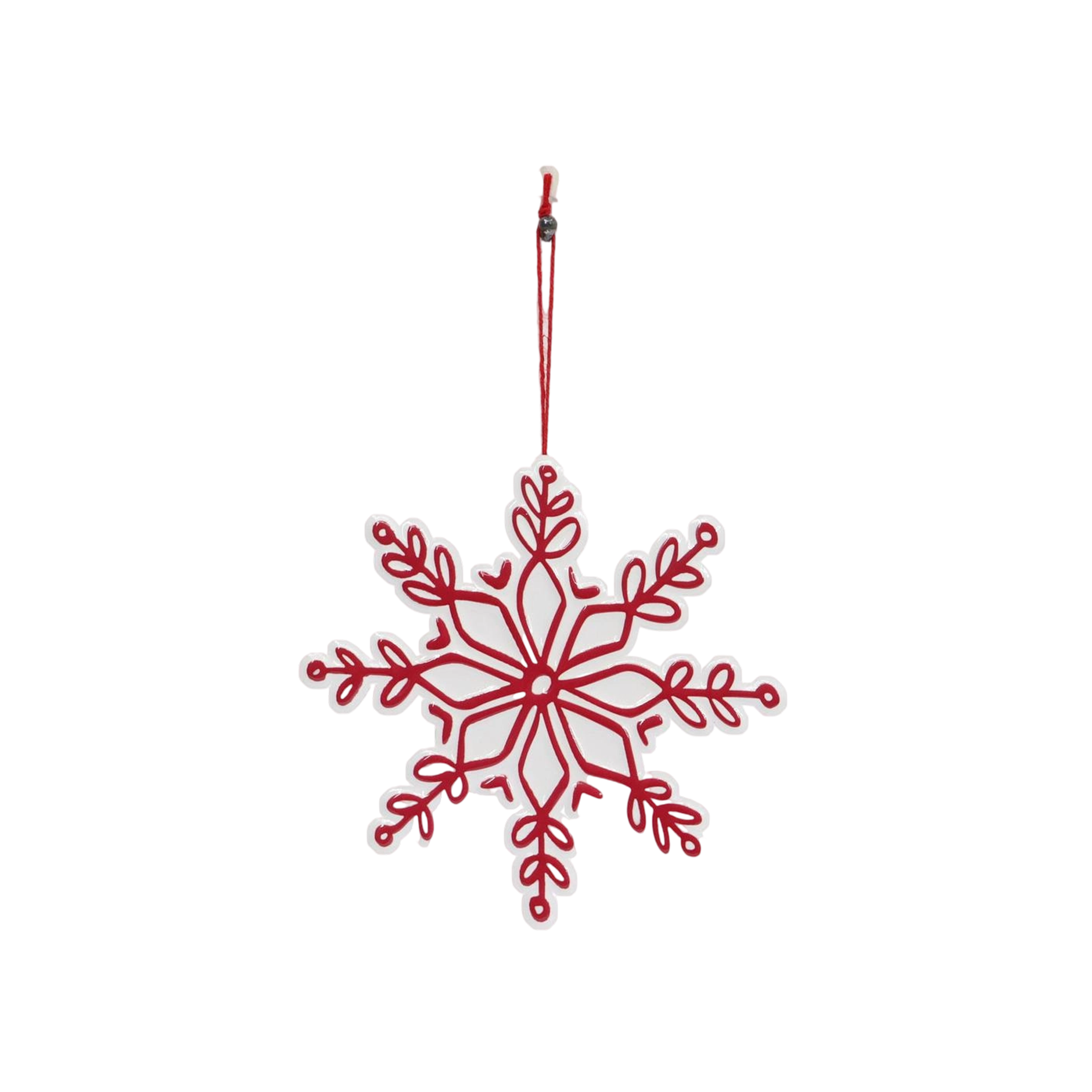 Plastic Red & White Snowflake Ornament – Holiday Christmas Tree Decoration, Festive Snowflake Hanging Decor for Xmas Trees, Seasonal Holiday Ornament