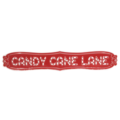 Red & White Metal ‘Candy Cane Lane’ Sign – Festive Christmas Metal Decor for Holiday Home & Seasonal Decoration