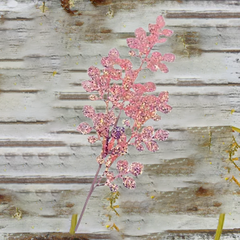 35 Inch Pink Glitter Leaf with Berries Christmas Spray Pick – Artificial Holiday Stem, Christmas Tree Decoration, Glittered Branch Ornament for Holiday Floral Arrangements