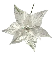 9.4-Inch White Glitter Christmas Flower Topper, Sparkling Christmas Tree Top Decoration, Elegant Holiday Tree Ornament, Festive Christmas Tree Decor for Home, Party and Seasonal Decoration