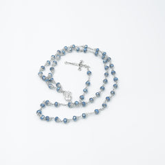 Blue crystal 8mm Beads Rosary with mary center and Crucifix，Religious Gift Rosaries, Catholic Rosary Necklace, Beads Rosaries, Jesus Crucifix Cross Rosary for prayer