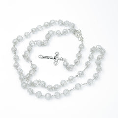 Glass Beads Clear Rosary with mary center and Crucifix，Religious Gift Rosaries, Catholic Rosary Necklace, Beads Rosaries, Jesus Crucifix Cross Rosary for prayer