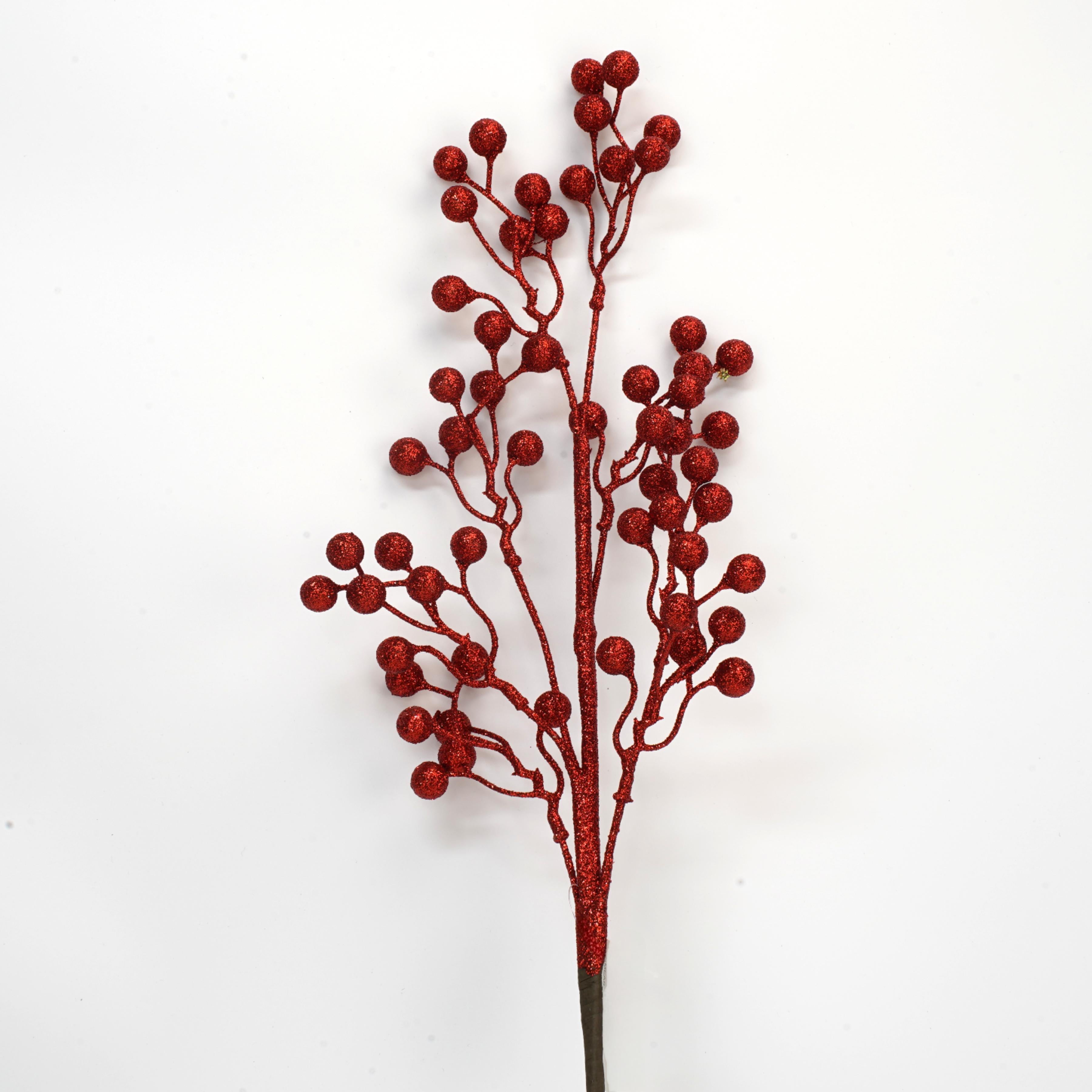 38 Inch Red Balls Spary，Red Ball Bunch Christmas Decorative Artificial Christmas Long Stem Pick, Plastic Foam Red Gold Sliver Green Artificial Picks for Christmas Hotel Store Decoration, Long Spary Picks for Christmas Daily Decor