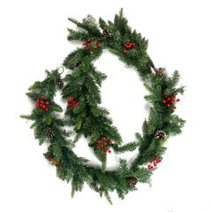 105 Inch Xmas PE Plain Green Garland w/Pinecones and Red Berries ，Christmas Wreath Decorations Garland XMAS Pine Cone Imperial Fireplace Table Wall, Christmas Garland Decorations Durable & Bendable Lifelike Branches, Holiday Greenery Christmas Garland