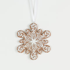 3 Inch Resin Snowflake Ornaments，Iced Resin Gingerbread Biscuit Christmas Baking Tree Decorations, Iced Dough Christmas Tree Decorations,Faux Gingerbread Cookie Ornaments, Gingerbread Snowflake Ornaments, Piped Gingerbread House Hanging Ornament