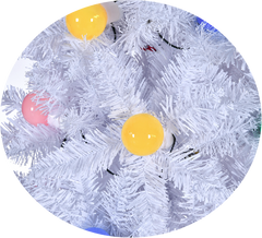 60 Inch White PVC Slim Artificial Christmas Tree w/ Colorfull Ball Lights，Classical Balsam Fir Tree for Christmas, Traditional Scotch Pine Dark Green Tall Tress, Wite Pink Black Green PVC  Artificial Christmas Tree w/lights