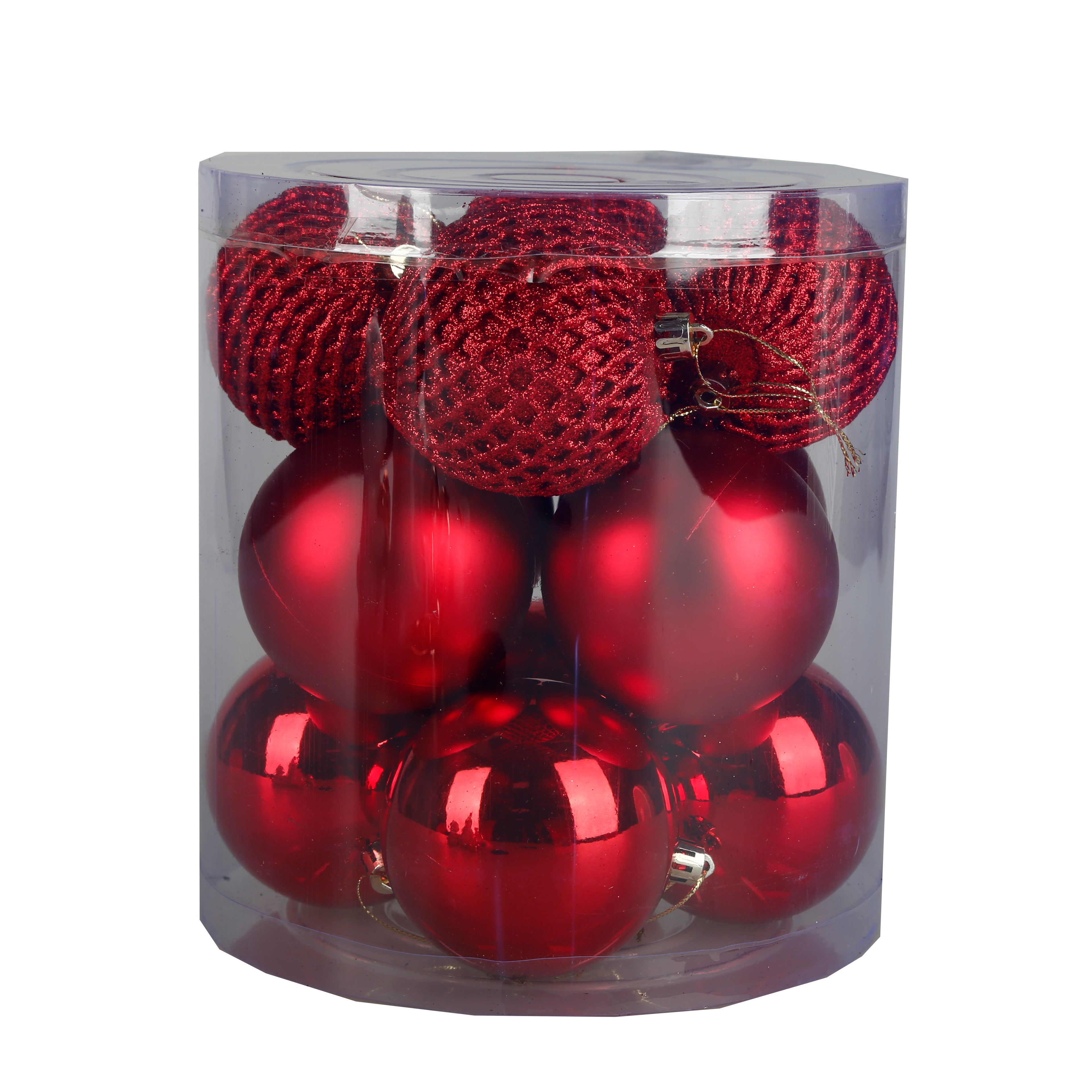 2/3/4/5 Inch Red Christmas Ball 16pk，Christmas Tree Decorations Ball Ornaments Balls Xmas Hanging Decorations Holiday Decor, Christmas Balls Ornaments Luxury Set Xmas Tree Topper and Hang Rope, Gold, Red, Sliver
