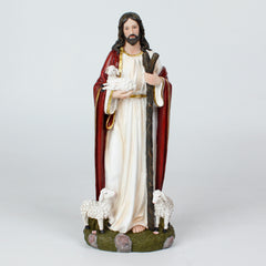 12 Inch Good Shepherd Statue in Resin，Imagem Jesus Bom Pastor, Jesus Christ Figure, Home Decor, Religious Gift,Resin Christ carrying Baby Lamb