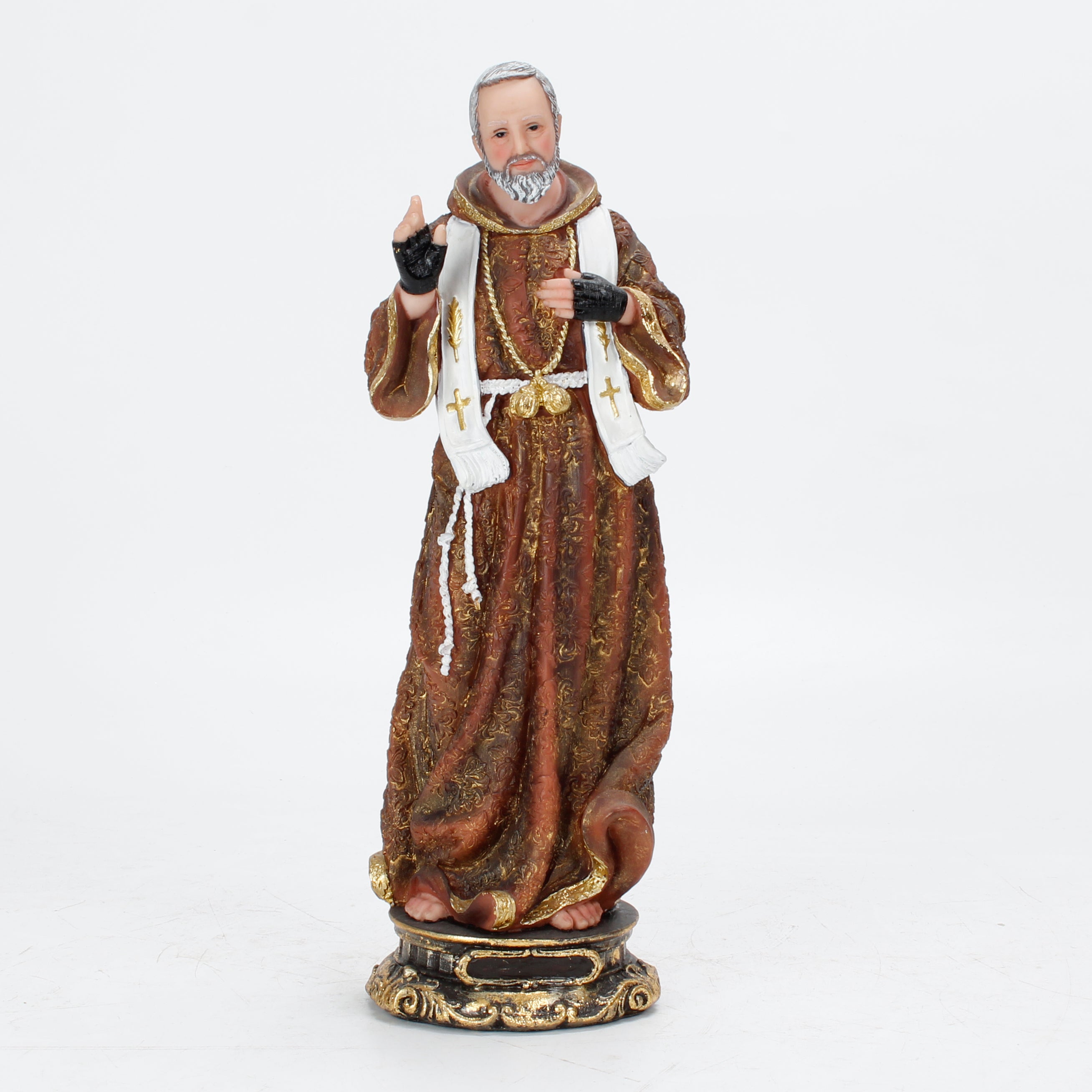12 Inch Saint Pio in Resin，Statue Saint Pio Priest Religious Figure, Polyresin Hand Painted Religious Collectible Figurine Statue, Statue Figurine Figura Catholic Religious Gift Estatua Figura