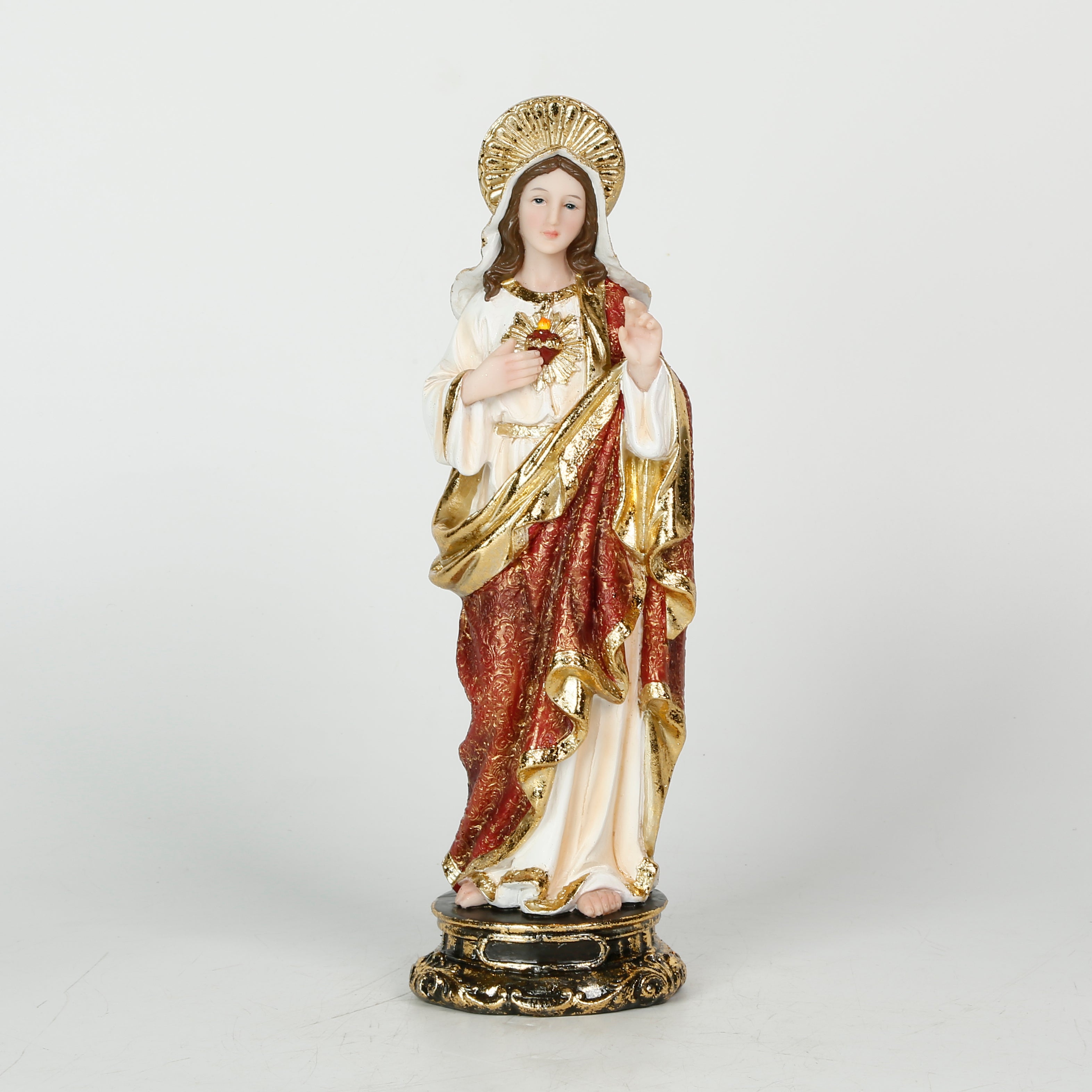 12 Inch Sacred heart of Mary in resin，Catholic Home Decor, Virgin Mary Art, Immaculate Heart of Mary Statue, Sacred Heart Statue