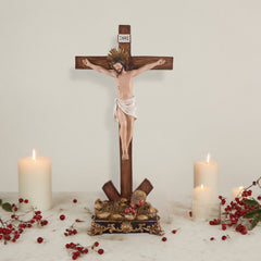 15 Inch Crucifix tabletop- Resin，Crucifix with Stand,Hanging Crucifix, ChristianGifts, Crucifixion,Crucifixion of Jesus