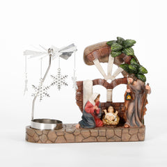 7 Inch Holy Family Candle Holder，Holy Family with baby Jesus, Holy Family Statue, Religious Holy Family, Mary and Joseph, Holy Family Candle Holder, Nativity Advent Decorations