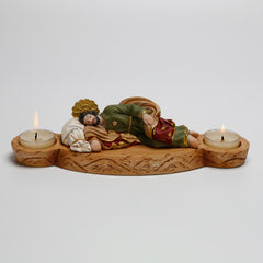 10 Inch Sleeping Joseph Candle Holder，Saint Joseph, St Joseph Collection, Sleeping Joseph Statue, Resin Candle Holder with San Joseph