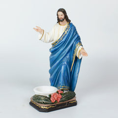 12 Inch Jesus Candle Holder，Sagrado Corazón de Jesús, St Jesus Collection, Sanit Jesus Statue, Resin Candle Holder with San Jesus, Feast of the Jesus