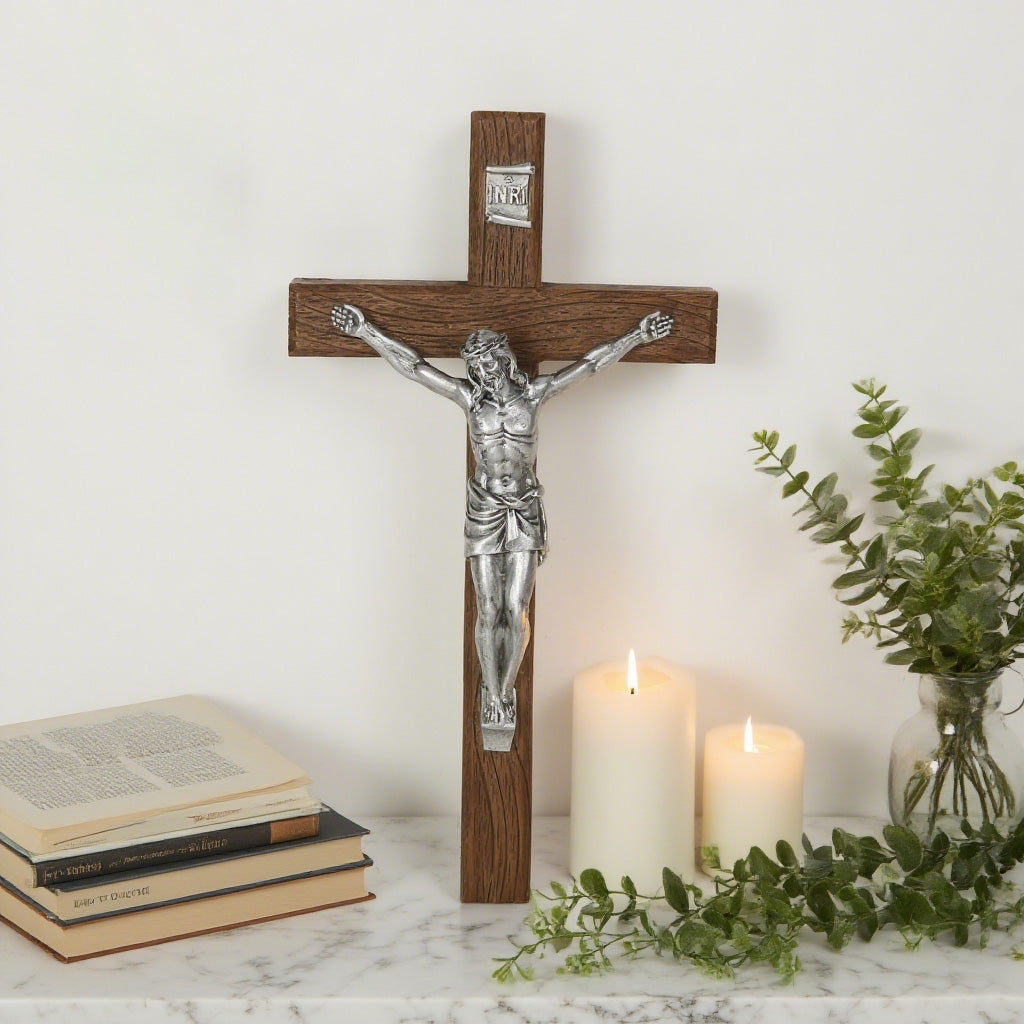 15 Inch Crucifix on wall- Resin，Crucifix with Stand,Hanging Crucifix, ChristianGifts, Crucifixion,Crucifixion of Jesus