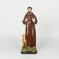 18 Inch St. Francis in Resin，St. Francis with Animals Figure,Resin Patron of Animal Figurine Saint Francis Sculpture , Catholic Statue Patrons for Church,Catholic St. Francis Statue for Patio
