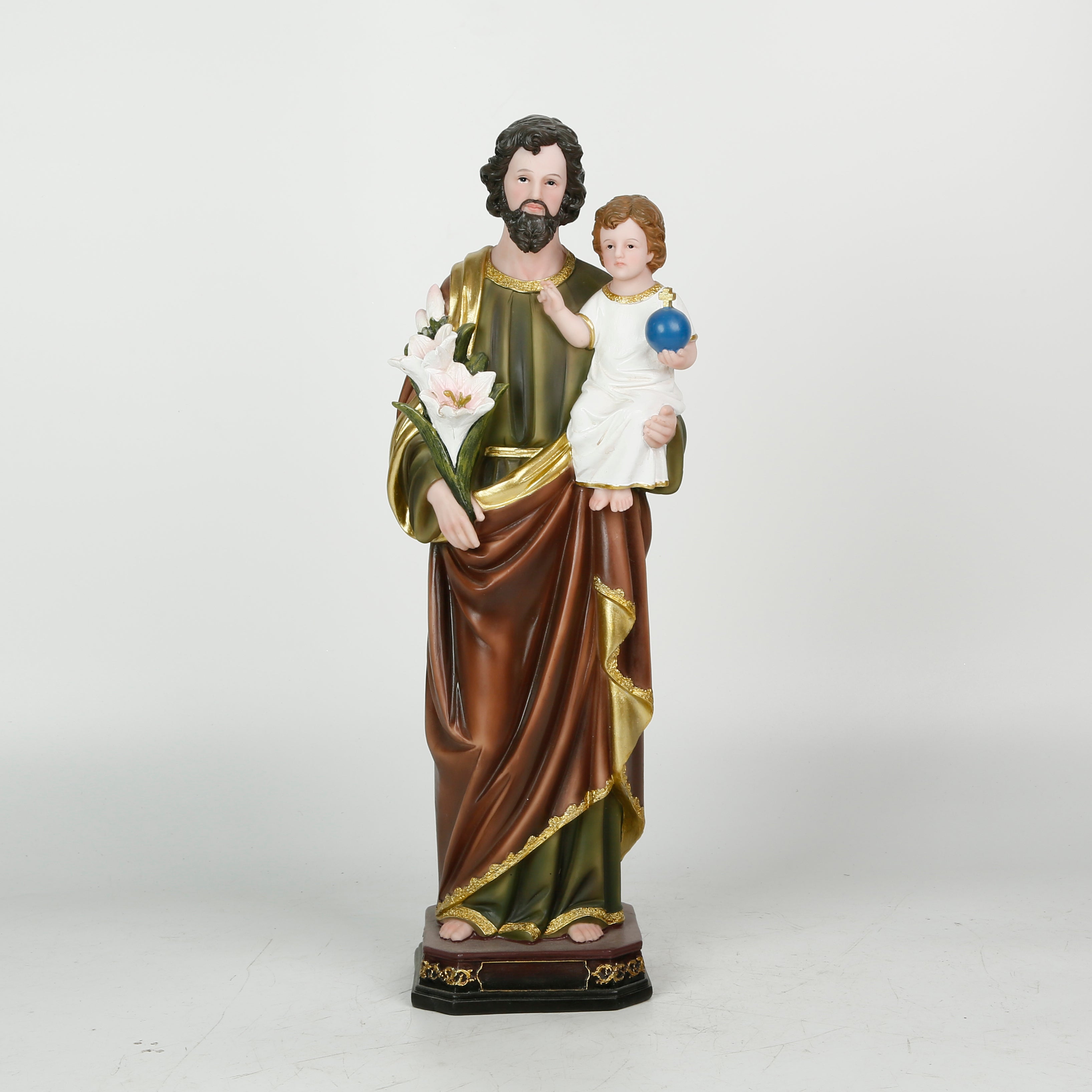 18 Inch St. Joseph with Child in Resin，Saint Joseph Resin Figurines, Religious Gift St. Joseph, St. Joseph and Child Jesus Figure, Saint Joseph Collection Figure