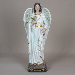 24 Inch St. Gabriel in Resin，Resin Catholic Gift Saint Gabriel The Messenger of God Figurine,Archangel Saint Gabriel Statue,  Archangel Gabriel Statue Inspiring Religious Gift