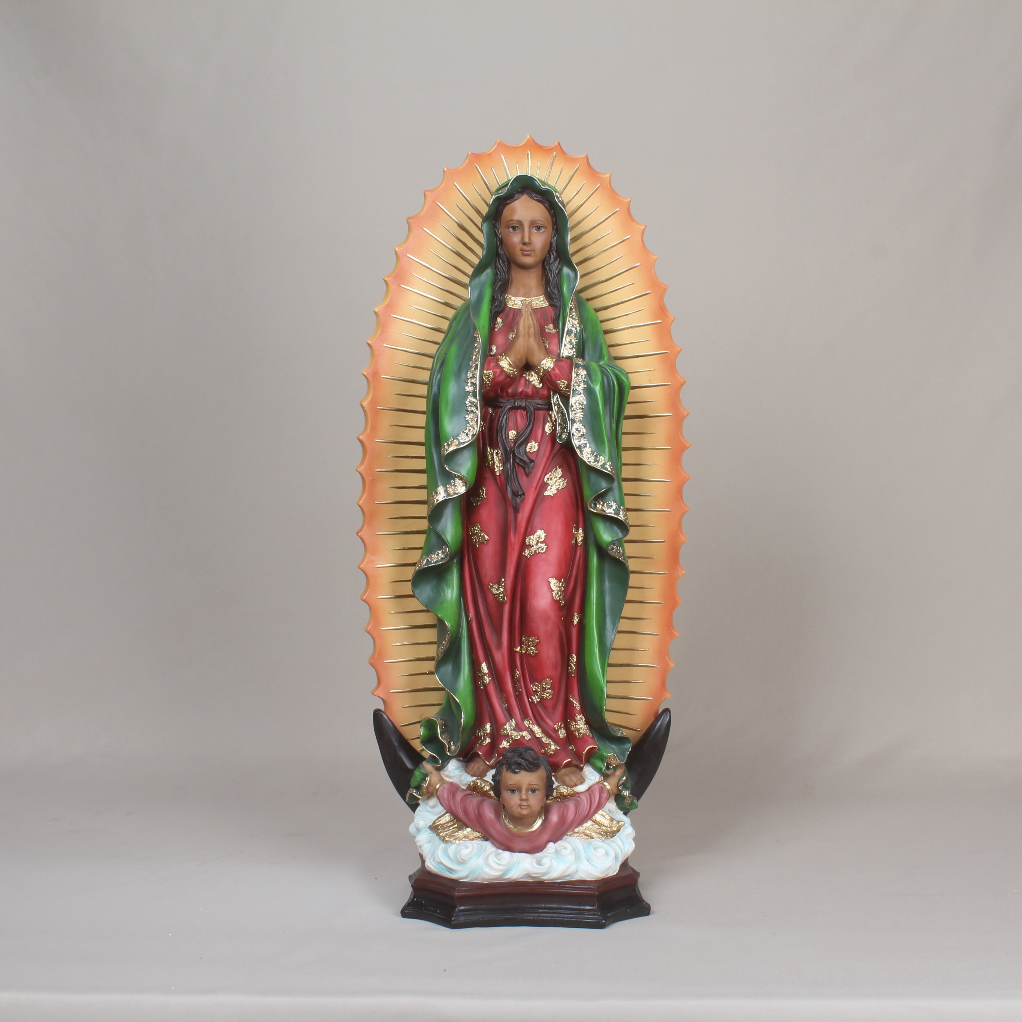 25 Inch Our Lady of Guadalupe  in resin，Virgin de Gudalupe Statues, Mother of God Large Holy Madonna Resin Religious, Virgin Mary Praying Statue, Home and Garden Religious Figurines