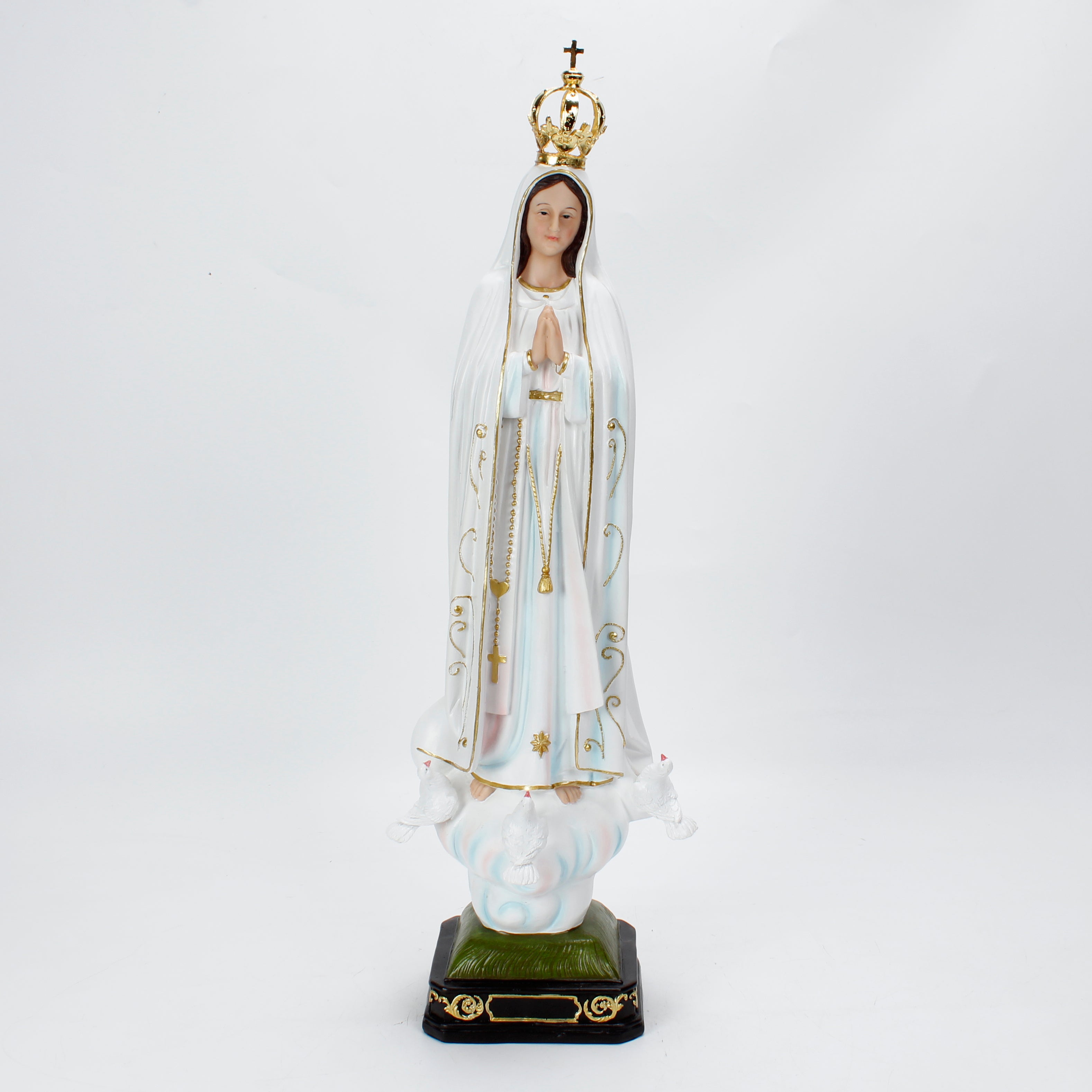 27 Inch Our Lady of Fatima with Iron Crown in resin，Statue of Our Lady of Fatima, Resin Virgen de Fatima, Virgin Mary Collection, Home and Garden Religious Figurines
