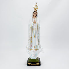 27 Inch Our Lady of Fatima with Iron Crown in resin，Statue of Our Lady of Fatima, Resin Virgen de Fatima, Virgin Mary Collection, Home and Garden Religious Figurines