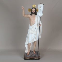 36 Inch Resurrection in Resin，Risen Resurrection of Jesus Christ Statue Imagen, esucristo Resucitado Religious Catholic Gift, Christ Resurrected Resin Statue Figurine