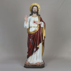 35.5 Inch Sacred Heart of Jesus  in Resin，Sacred Heart of Jesus Statue, Jesus Christ Catholic Figurine, Jesus Religious Gift, Jesus Heavenly Protectors